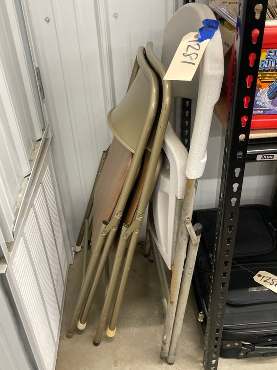 3 Plastic & Metal Folding Chairs
