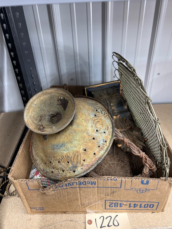 Box w/ Wicker Baskets, Metal Bowl, Wall Hanging & More