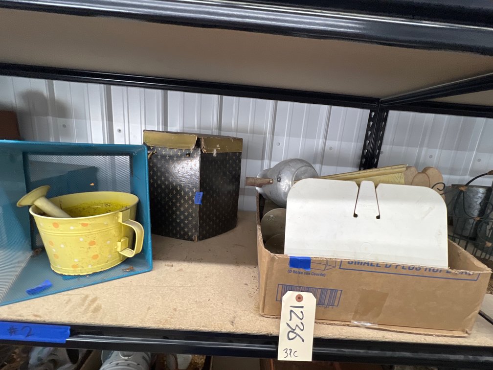 3pc - Hat Box w/Hats, Metal Bin, Candle Holders, D\uFFFdcor & More
