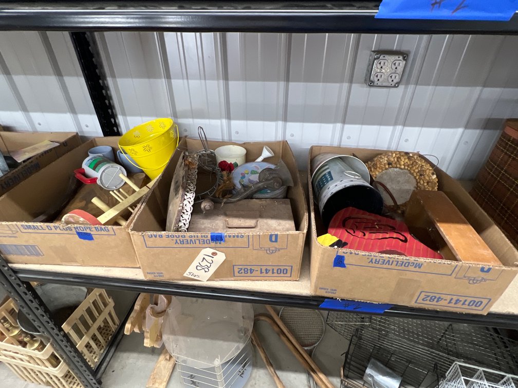 3 Boxes- Wooden Sign, Cups, Hand Grinder, Basket, D\uFFFdcor & More
