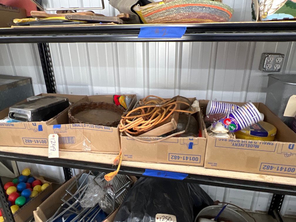 4 Boxes - Cups, Plates, Extension Cord, Vintage Ice Mold, Napkin Dispenser & More