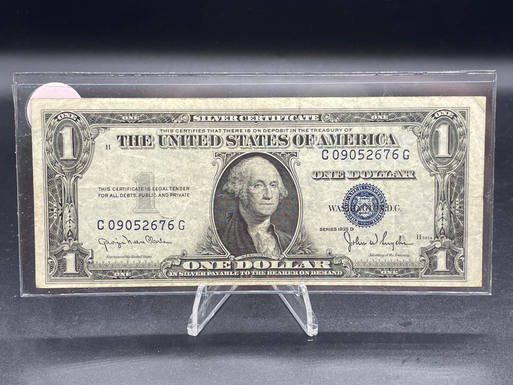 1935 D Series $1 Silver Certificate-Off Center Obverse-AU+/UNC