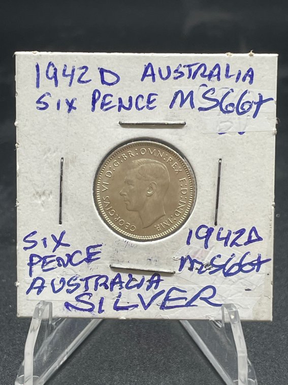1942 D Six Pence Australia Silver WWII ERA CH BU MS66+
