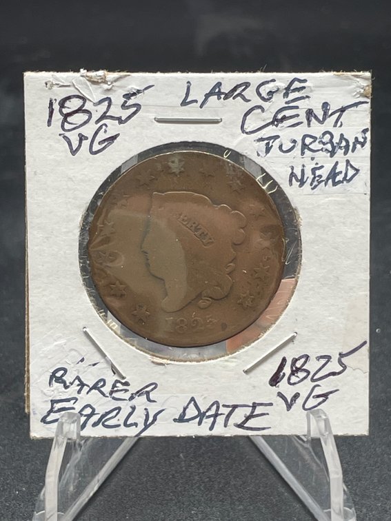 1825 Turban Head Large Cent 201 Years Old Rarer Early Date VG08