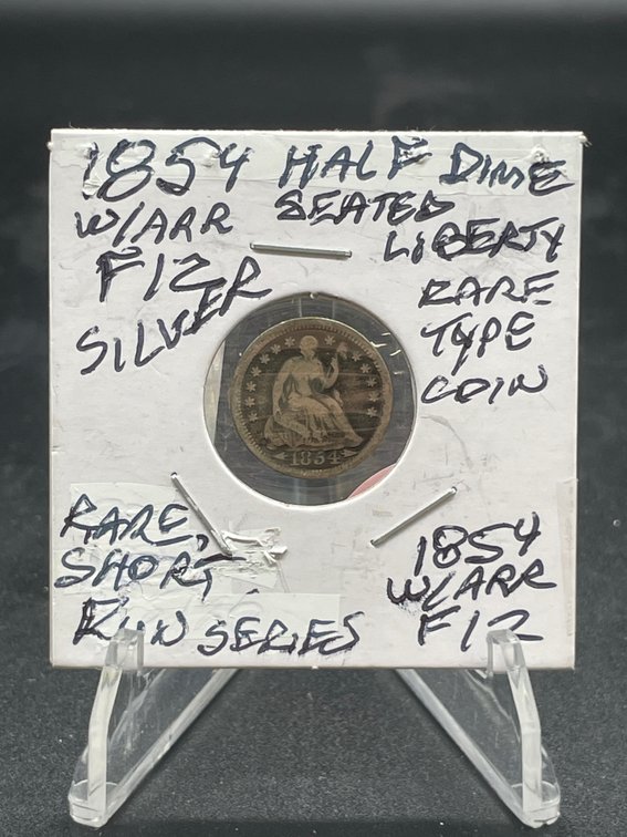 1854 W/ARR Seated Liberty Half Dime 172 Years Old Rare Short Run Series Type Coin F12+