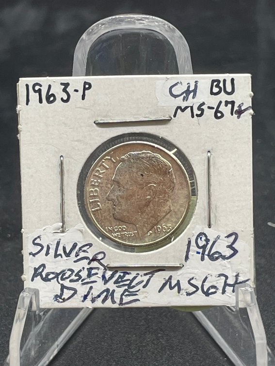 1963 Roosevelt Dime Great Eye Appeal Silver Ch BU MS67+