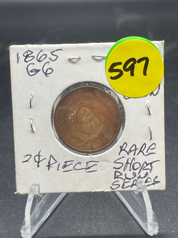 1865 2 Cent Piece 161 Years Old Rare Short Run Series Type Coin G6