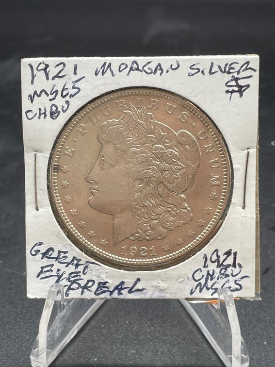 1921 Morgan Silver $ Great Eye Appeal Ch BU MS65
