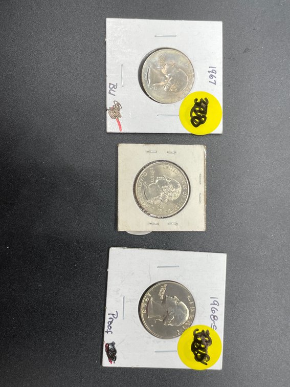 1968 S Quarter Proof, 1967 Quarter BU & 1999 P Georgia quarter