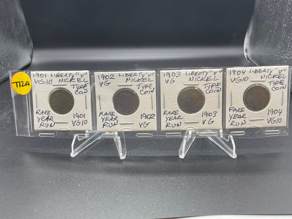 1901-1904 (4) Liberty “V” Nickels Rare Year Run VG-VG10