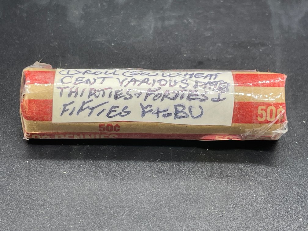 (1) Roll (50) Wheat Cents Various Dates Between 1930-1958D
