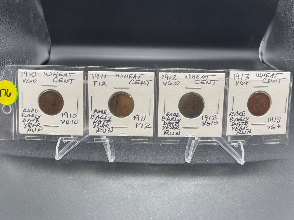1910-1913 (4) Wheat Cents Rare Early Date Year Run VG10-F12