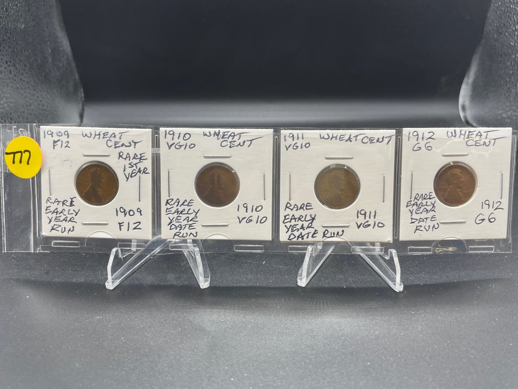 1909-1912 (4) Wheat Cents Rare Early Date Year Run G6-F12