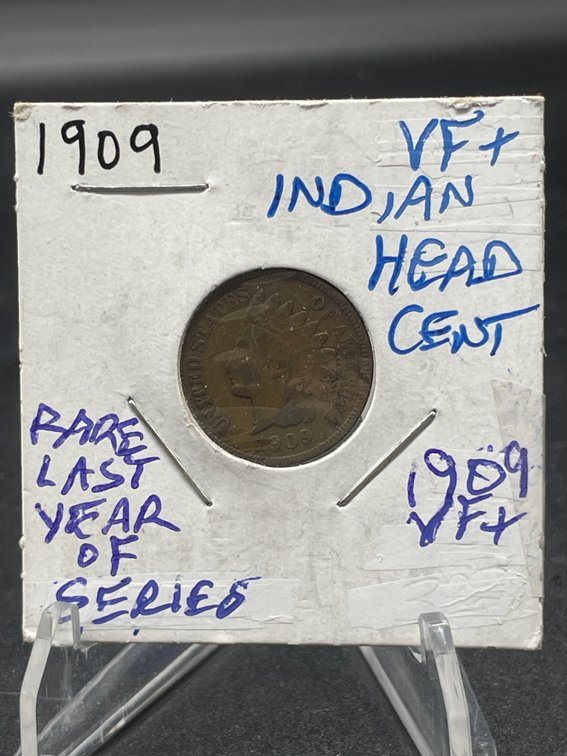 1909 Indian Head Cent Rare Last Year of Series VF++
