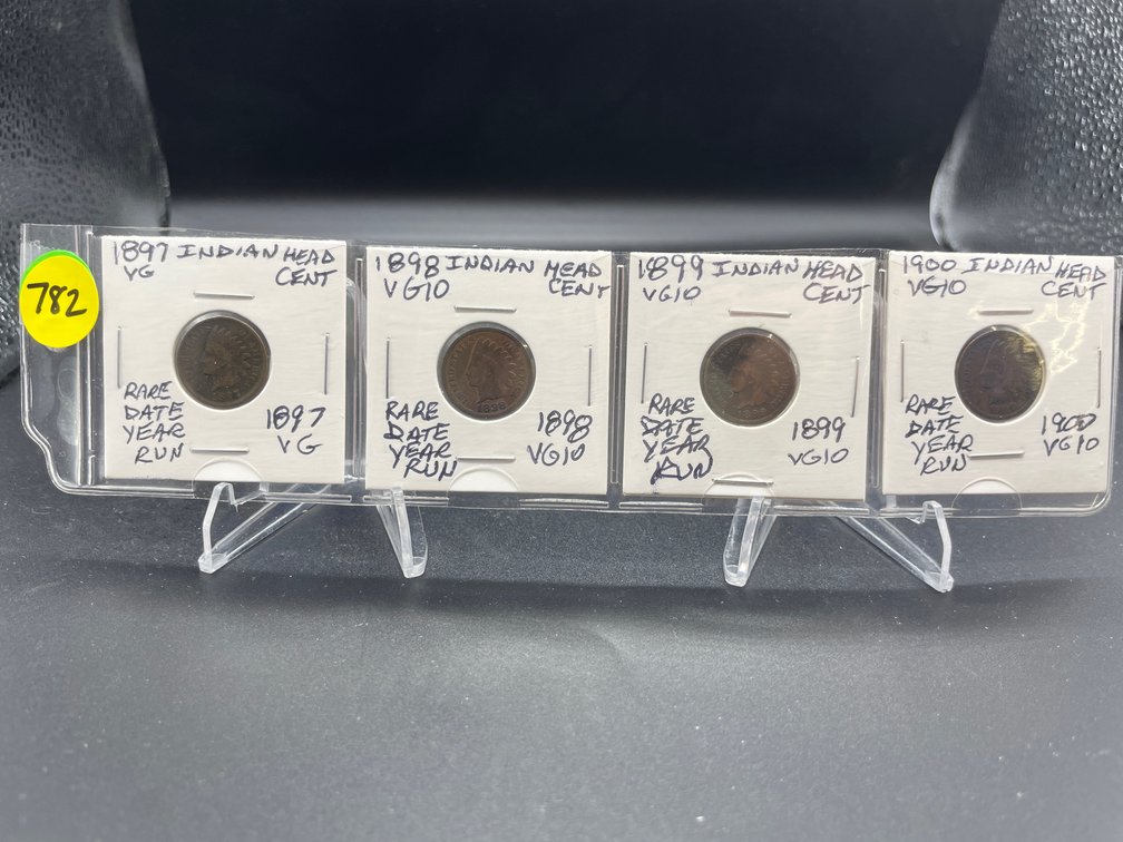 1897-1900 (4) Indian Head Cents Rarer Date Year Set VG-VG10
