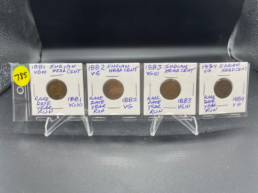 1881-1884 (4) Indian Head Cents Rare Date Year Run VG-VG10