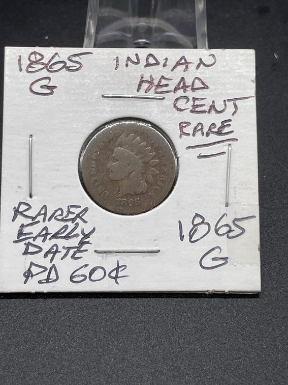 1865 Indian Head Cent Rare Early Date G