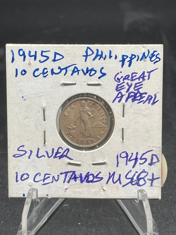 1945 D 10 Centavos Philippines Silver Great Eye Appeal MS68+