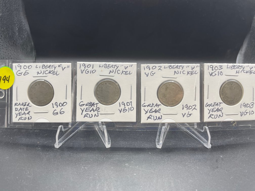 1900-1903 (4) Liberty “V” Nickels Great Year Run Set G6-VG10