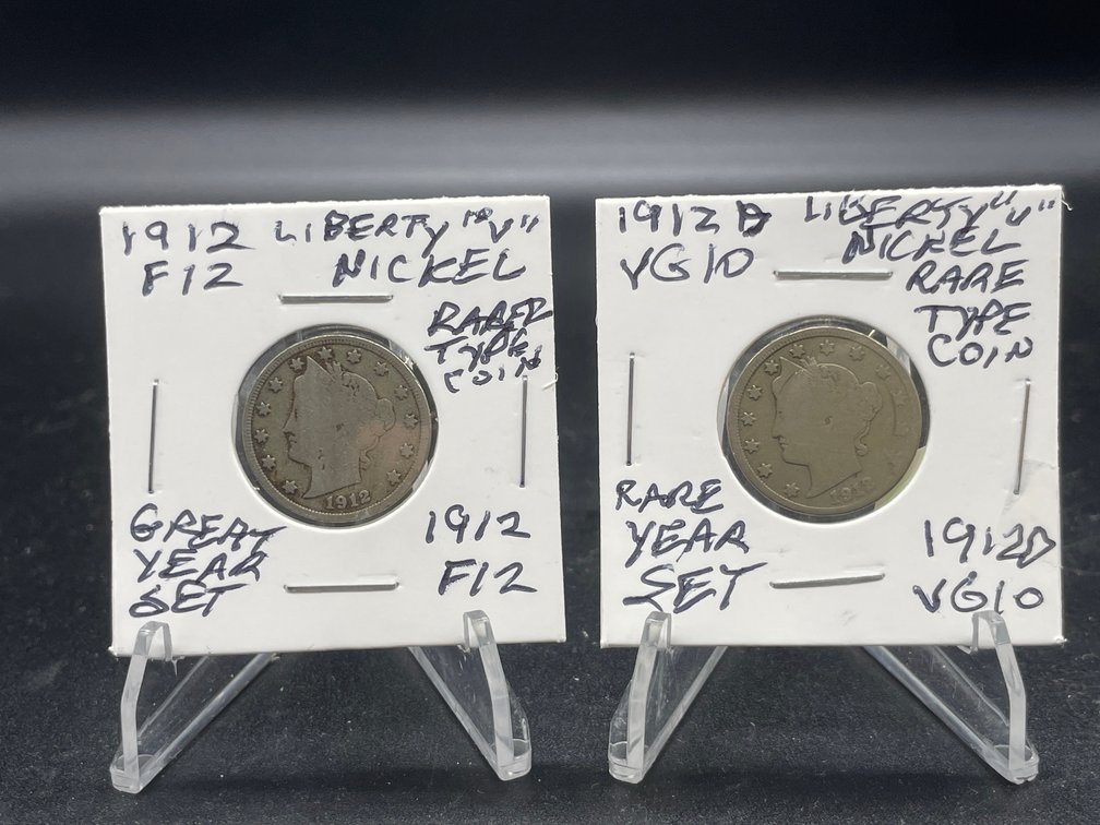 1912 P&D (20 Liberty “V” Nickels Rare Year Set-Rare Mint Mark Type Coin VG10-F12