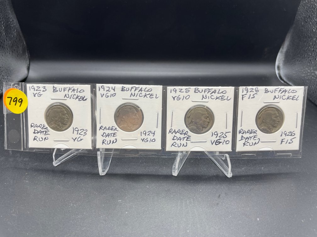 1923- 1926 (4) Buffalo Nickels Rarer Year Run VG-F15