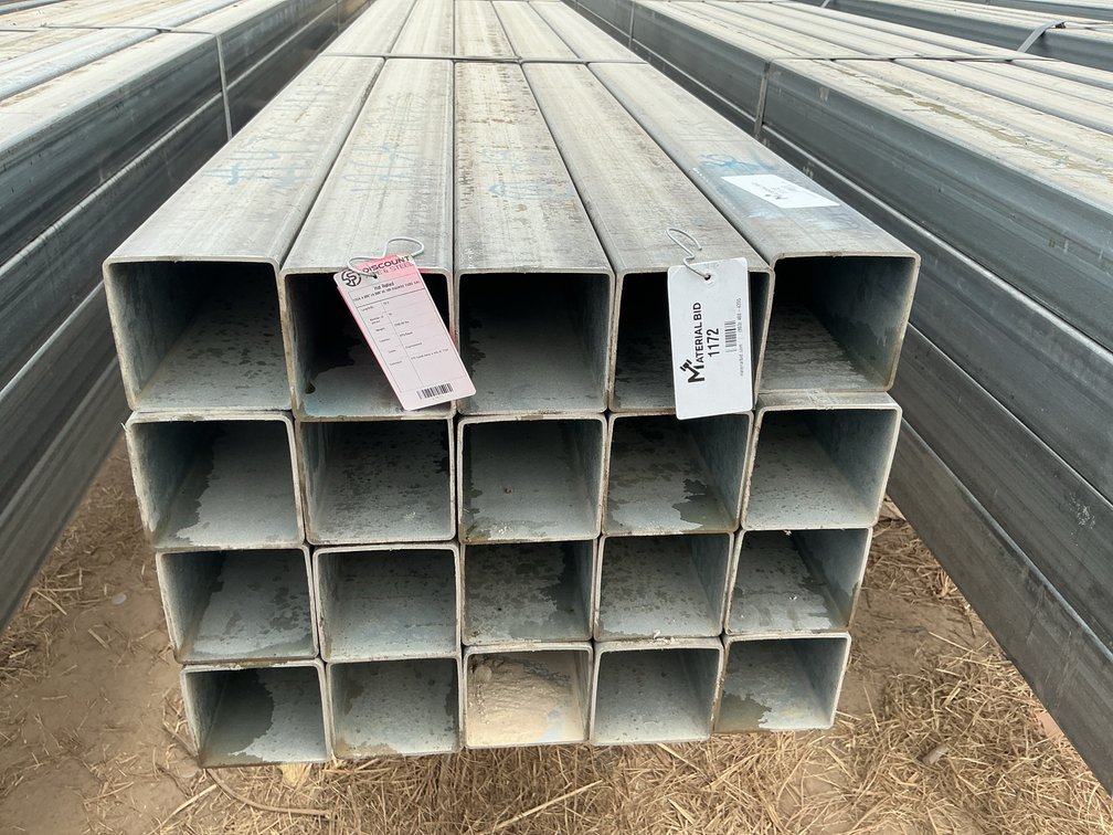 4" x 4" x .109" Galvanized Square Tube - 20 pcs - 28' Lengths