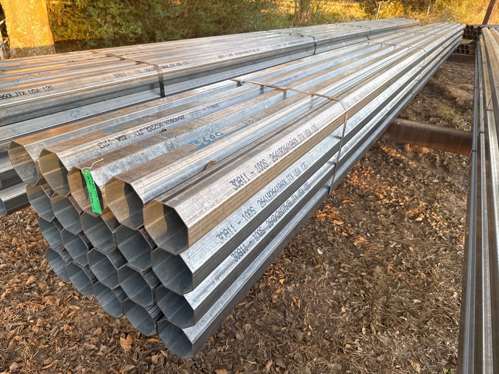 4.75" x .109" Wall Galvanized Octagon Tube - 20 pcs - 32'10" Lengths