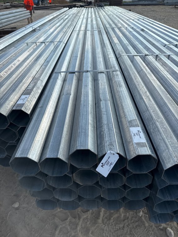 4.75" x .109" Wall Galvanized Octagon Tube - 20 pcs - 32' Lengths
