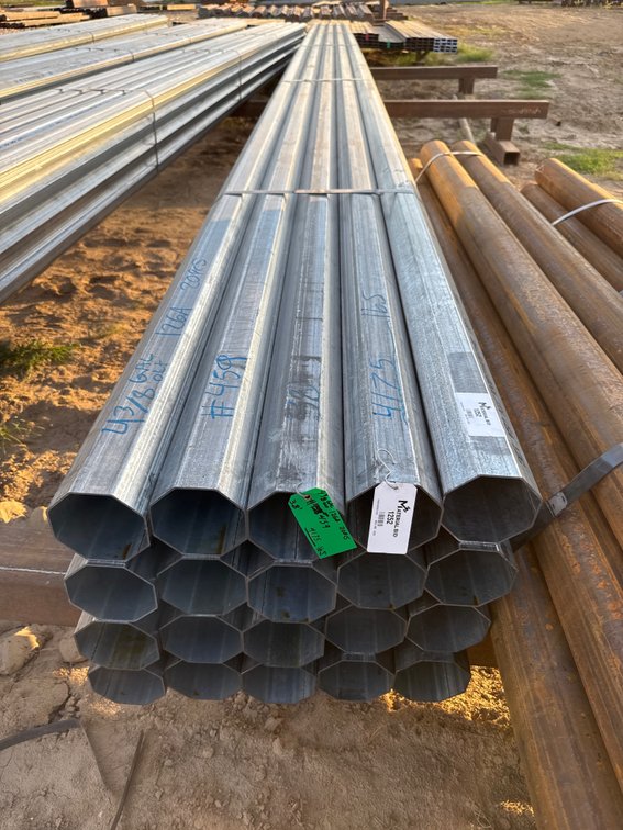 4.75" x .109" Wall Galvanized Octagon Tube - 20 pcs - 38' Lengths