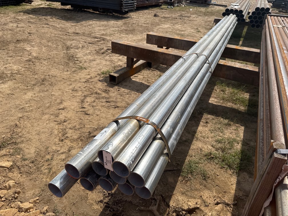 3.5" OD x .156" Wall Galvanized Round Pipe - 11 pcs - 21'6" Lengths