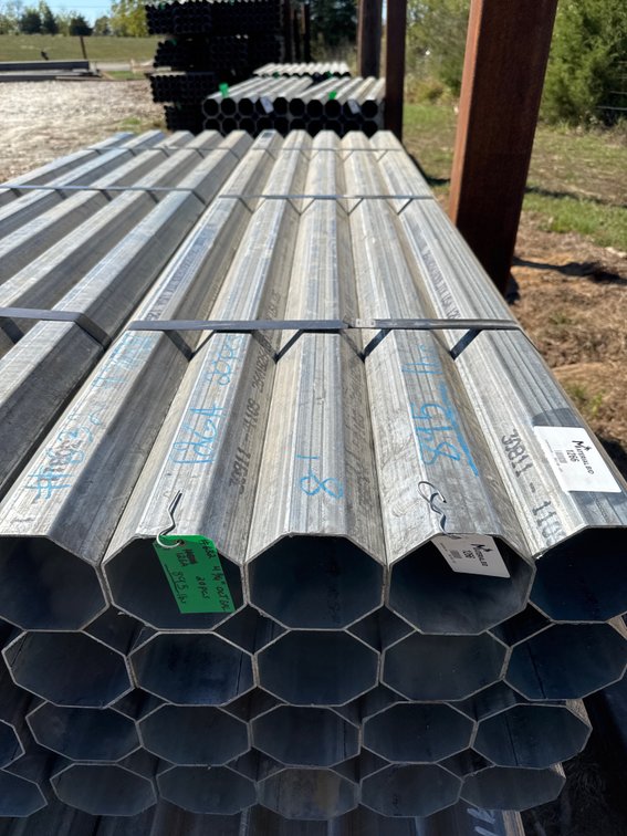 4.75" x .109" Wall Galvanized Octagon Tube - 20 pcs - 8' Lengths