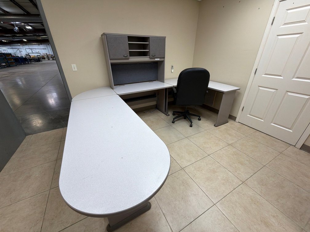 Large office desk and accessories
