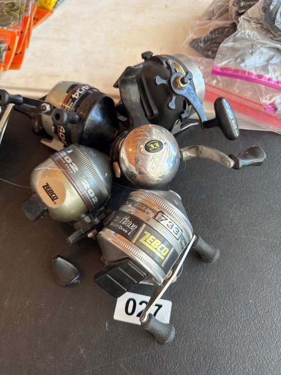 Five Zebco reels