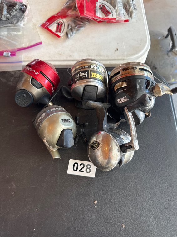 Five Zebco reels