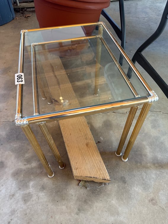 2 small glass top tables
