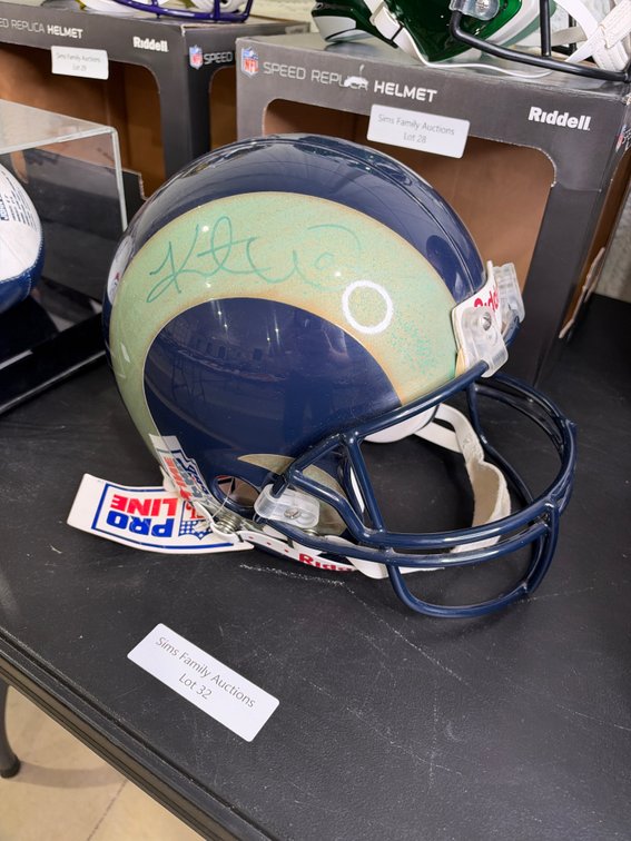 Kurt Warner auto Riddell helmet-Rams