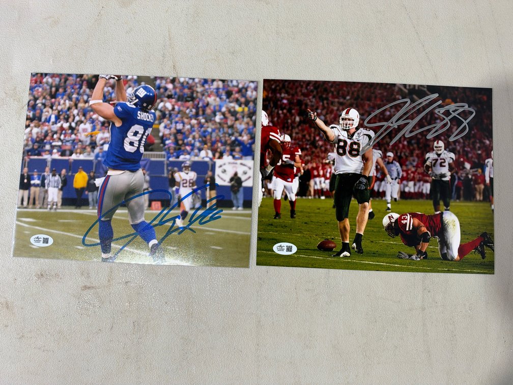 2 Jeremy Shockey signed photos
