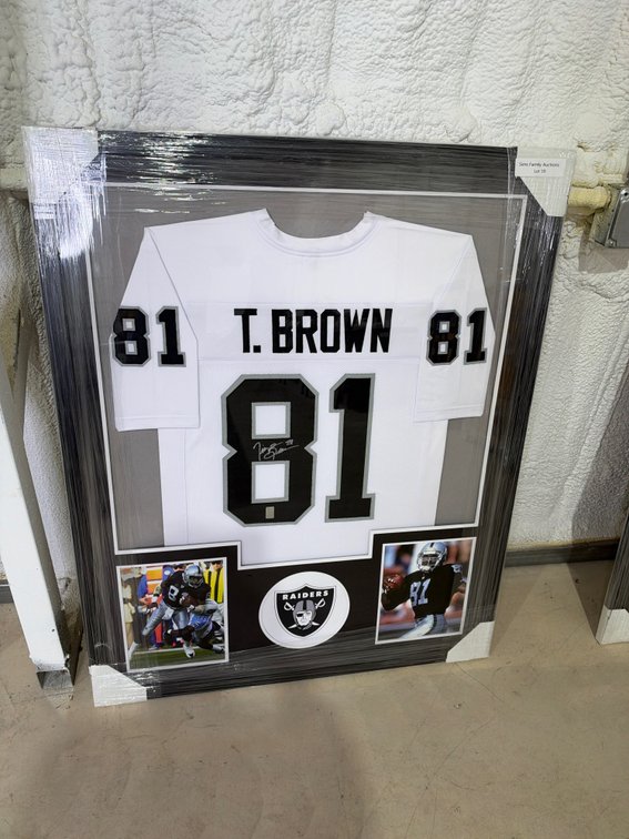 Framed Tim Brown auto jersey-Raiders