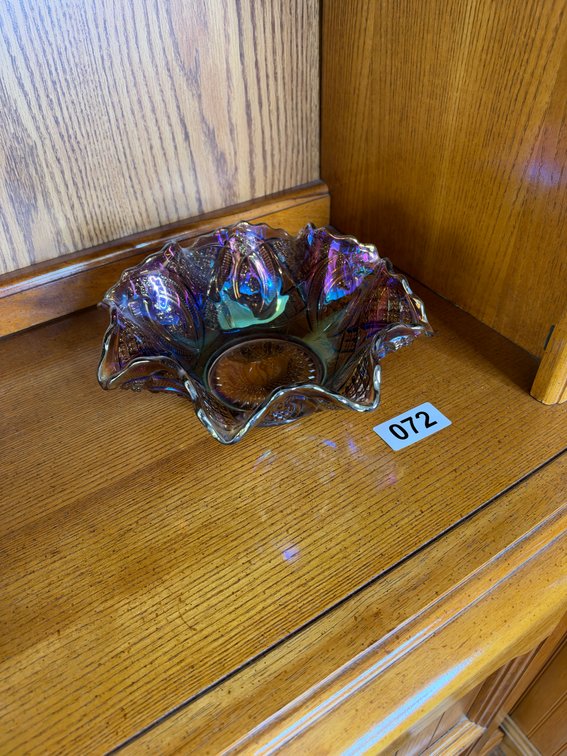 Carnival glass purple dish