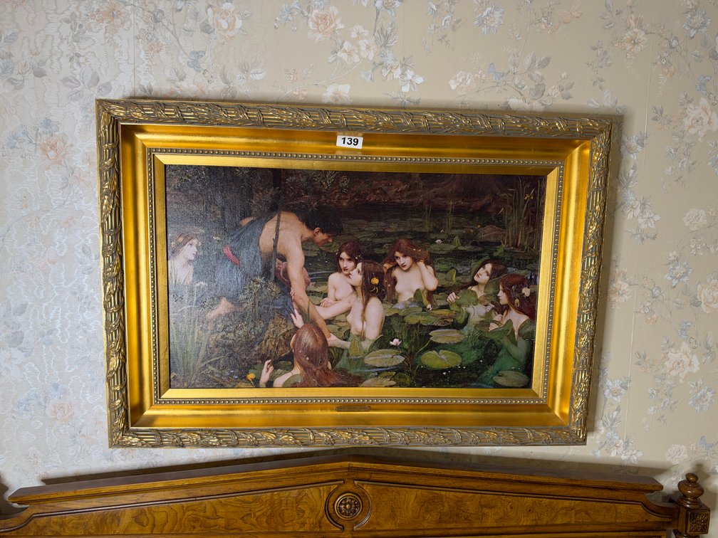 Six gold framed pictures