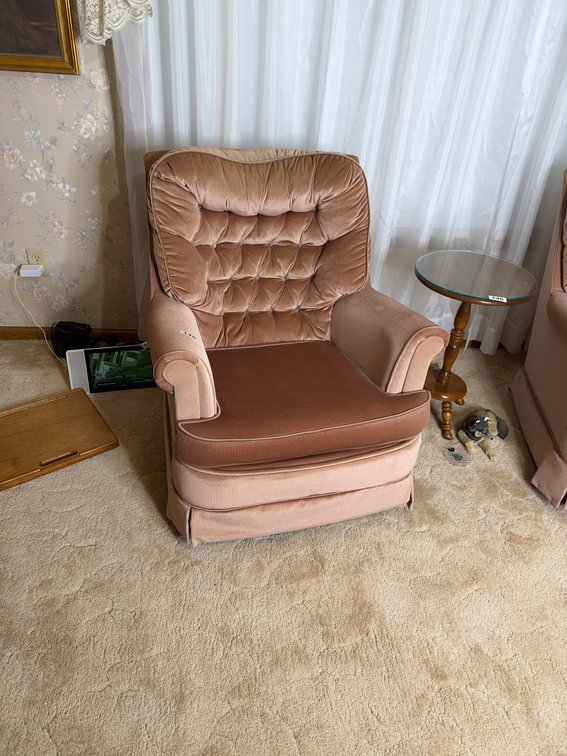 Matching pink swivel chairs