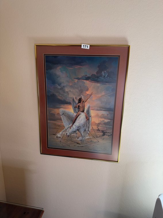 Man on horse framed picture