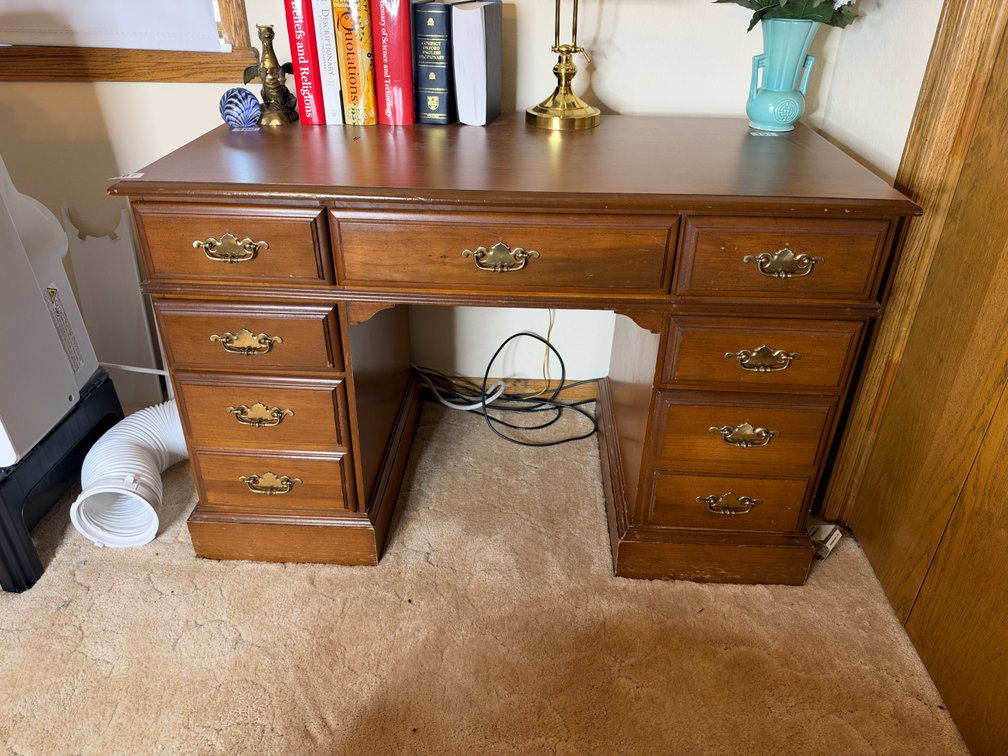 9 drawer wooden desk