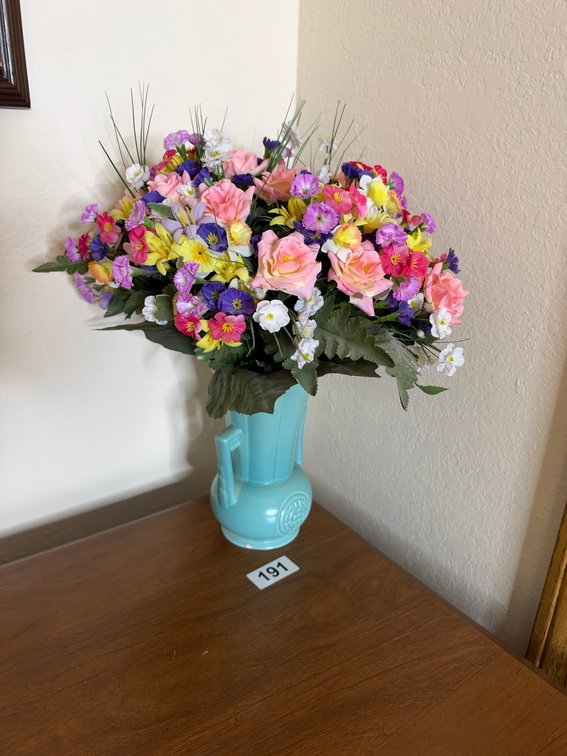 Vase and artificial flowers