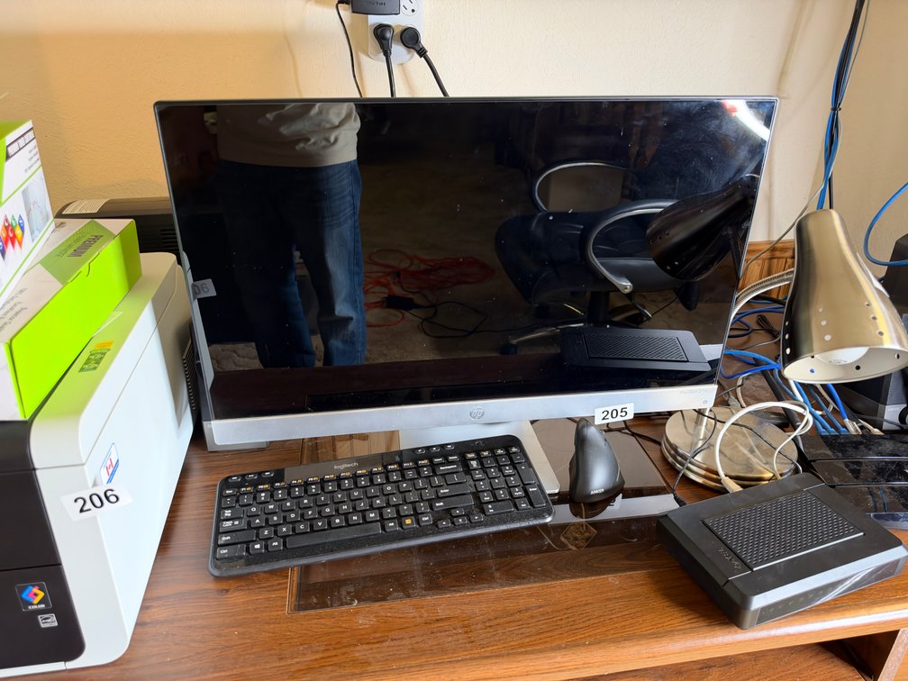 Computer monitor, tower, keyboard, mouse