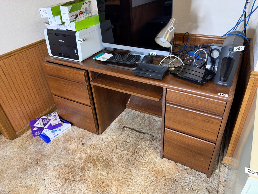 Six drawer computer desk