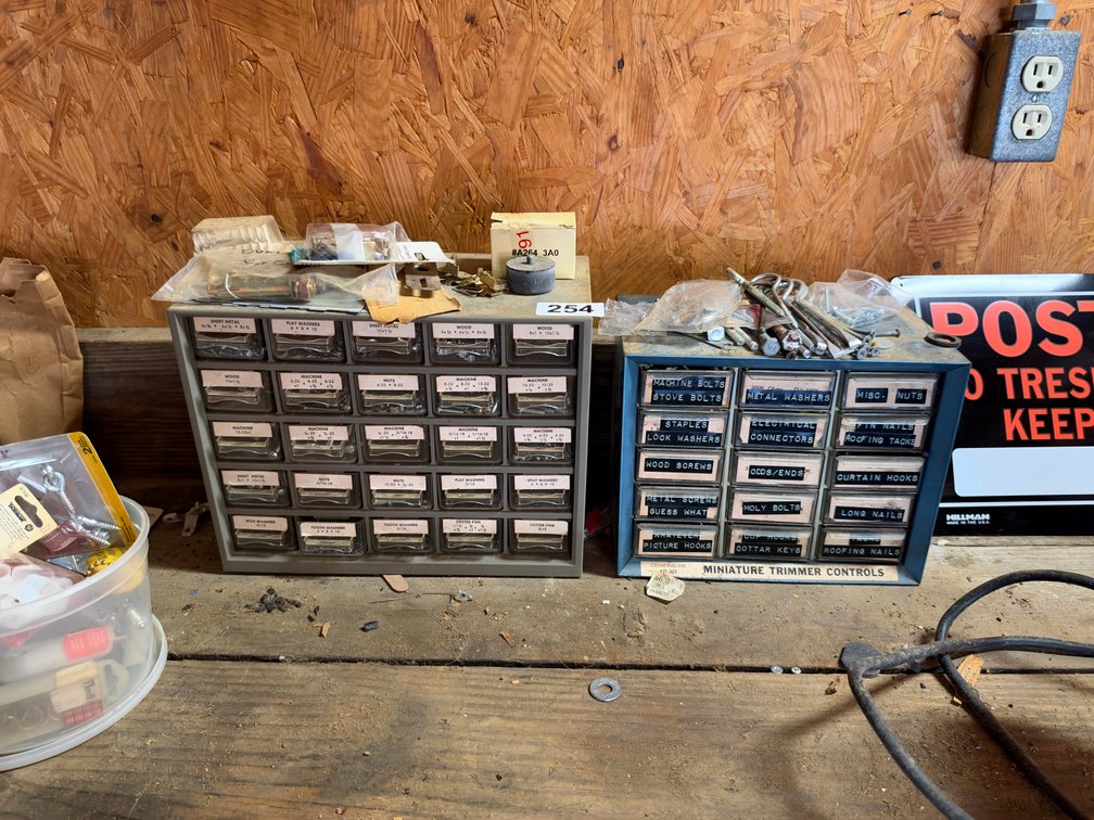 Hardware organizers and contents