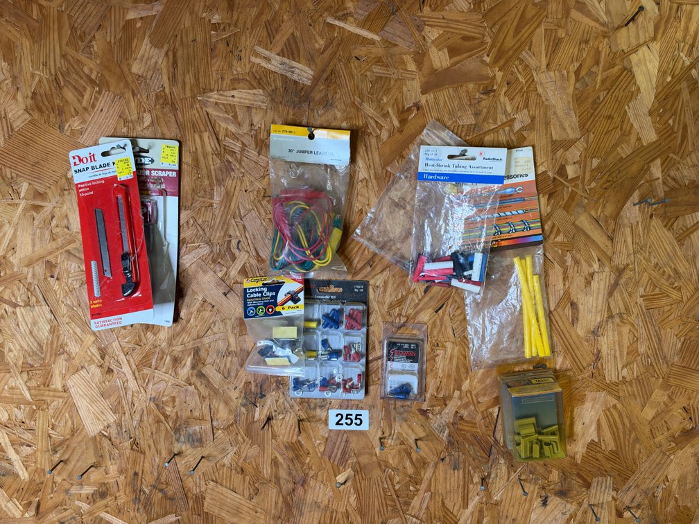 Electrical supplies, blades, scrapers