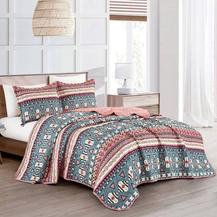 Mazel Southwest Aztec Quilt Set - Queen