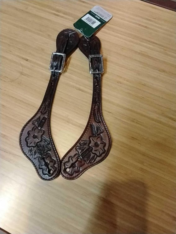 Royal King Floral Stamp Spur Strap -Dark Oil